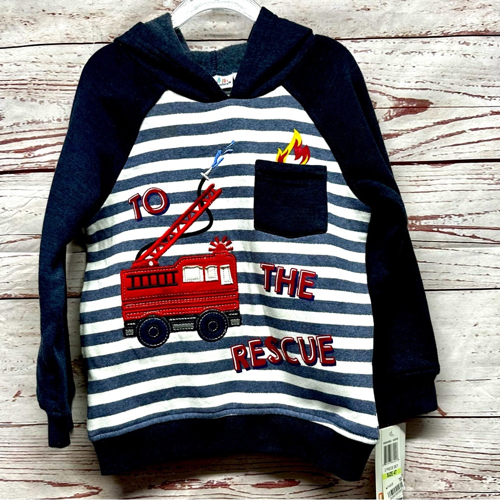 Kids Headquarters Boys Fire Engine Hooded Sweatshirt Size 4t